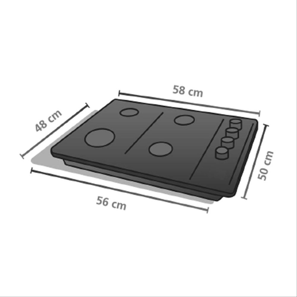 Placa de Gas Empotada - 60 cm, 4 Boquillas, Vidrio Negro Templado - HÆGER  Eletrodomésticos