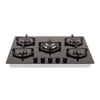 Estufa-Haceb-de-Empotrar-76cms-5-Puestos-Gas-Propano-Cristal-Hierro-Fundido-Fogon-Triple-Corona-Negro