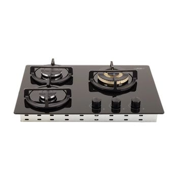 Estufa-Haceb-de-Empotrar-60cms-3-Puestos-Gas-Natural-Cristal-Hierro-Fundido-Fogon-Oro-Triple-Corona-Negro